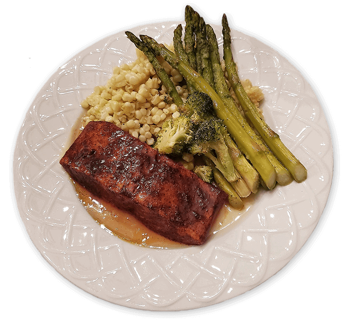 Honey Glazed Chile Herb Crusted Salmon Dinner